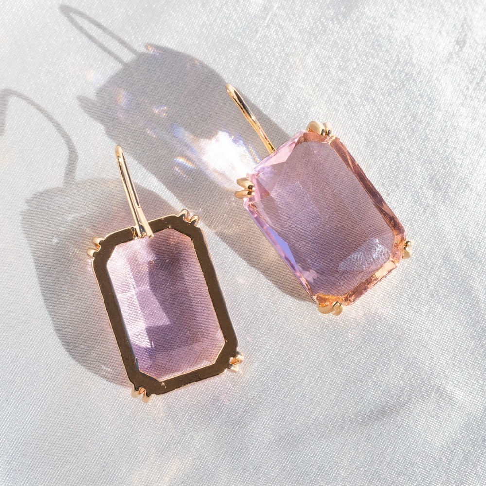 ✨Anthropologie Cecily Pink Gemstone Earrings - Picture 6 of 8